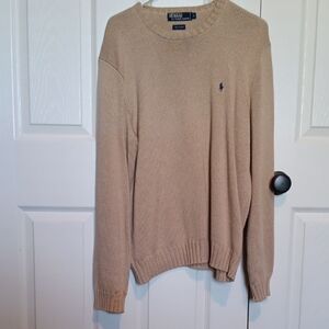 Polo by Ralph Lauren Men's Crewneck Sweater in Beige with Navy Pony